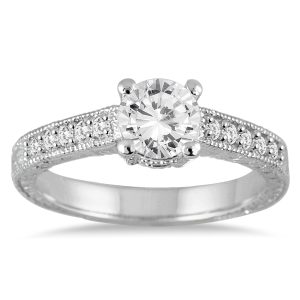 AGS Certified 1 1/6 Carat TW Diamond Ring in 14K White Gold (H-I Color, I1-I2 Clarity)- RGF51252AGS2