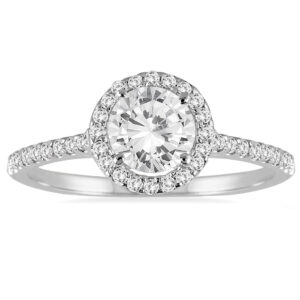 AGS Certified 1 1/4 Carat TW Diamond Halo Ring in 14K White Gold (I-J Color, I2-I3 Clarity)- RGF51273AGS1