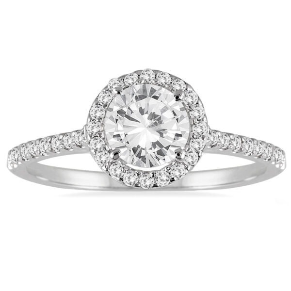 AGS Certified 1 1/4 Carat TW Diamond Halo Ring in 14K White Gold (I-J Color, I2-I3 Clarity)- RGF51273AGS1