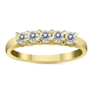 1/2 Carat TW 5 Stone White Diamond Ring in 10K Yellow Gold- RGF51668
