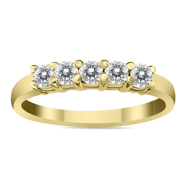 1/2 Carat TW 5 Stone White Diamond Ring in 10K Yellow Gold- RGF51668