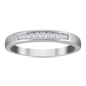 1/10 Carat TW Channel Set Natural Diamond Band in.925 Sterling Silver- RGF51723