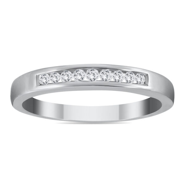 1/10 Carat TW Channel Set Natural Diamond Band in.925 Sterling Silver- RGF51723