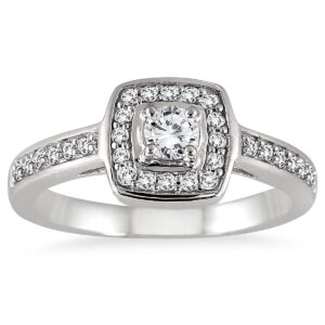 1/2 Carat TW Diamond Halo Ring in 10K White Gold- RGF51933