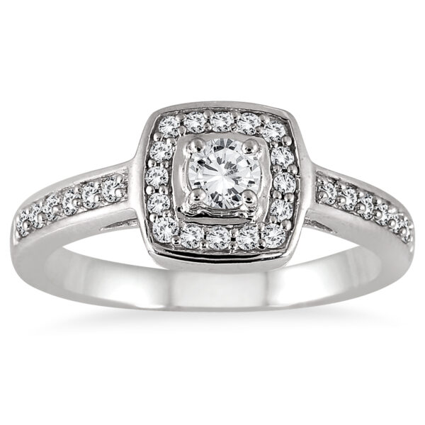 1/2 Carat TW Diamond Halo Ring in 10K White Gold- RGF51933