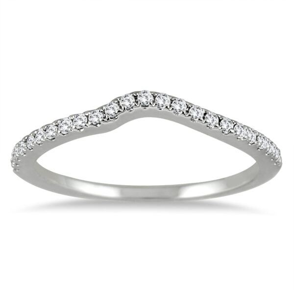 1/6 Carat TW Diamond Curved Wedding Band in 14K White Gold- RGF54087