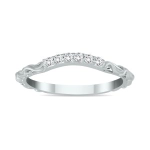 1/6 Carat TW Diamond Antique Wedding Band in 14K White Gold- RGF54091
