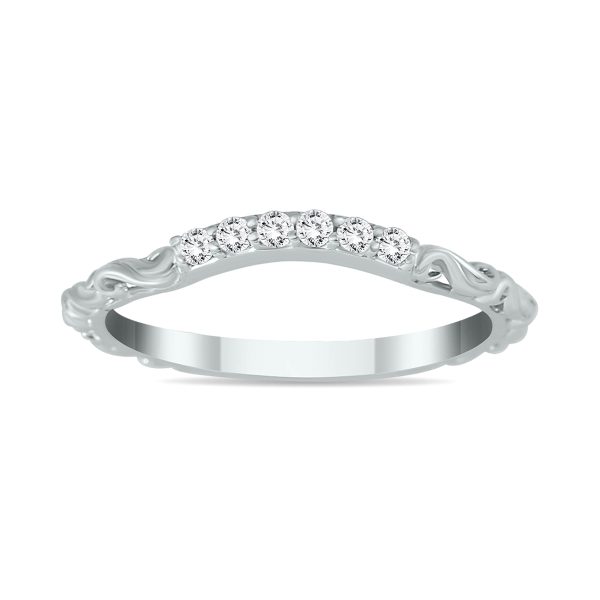 1/6 Carat TW Diamond Antique Wedding Band in 14K White Gold- RGF54091