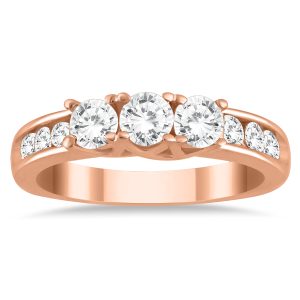 1 Carat TW Diamond Three Stone Ring in 10K Rose Gold- RGF54099
