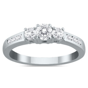 1/2 Carat TW Diamond Three Stone Ring in 10K White Gold- RGF55036D