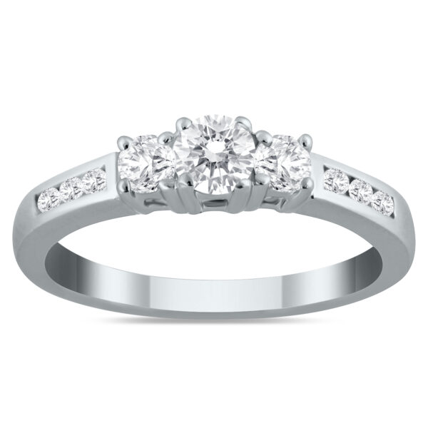 1/2 Carat TW Diamond Three Stone Ring in 10K White Gold- RGF55036D