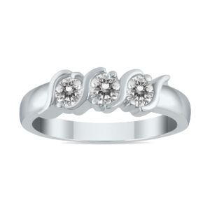 1/2 Carat TW 3 Stone S Groove Diamond Band in 10K White Gold- RGF55079