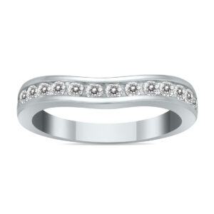 1/2 Carat TW Diamond Channel Set Curved Band in 10K White Gold- RGF55084