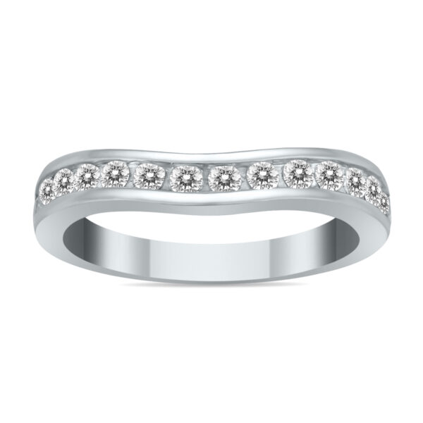 1/2 Carat TW Diamond Channel Set Curved Band in 10K White Gold- RGF55084