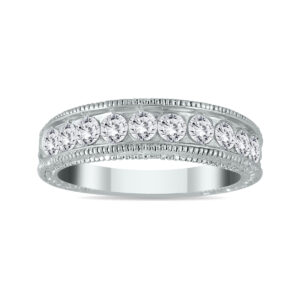 1 Carat TW Diamond Engraved Antique Ring in 14K White Gold- RGF55086