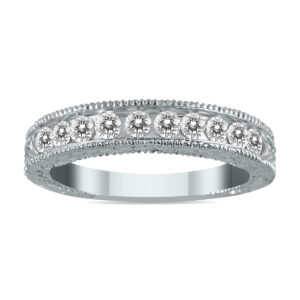 1/2 Carat TW Diamond Engraved Antique Band in 10K White Gold- RGF55087