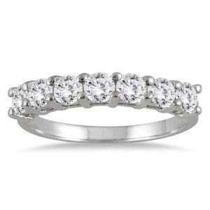 1 Carat TW Seven Stone Diamond Wedding Band in 14K White Gold- RGF55088D