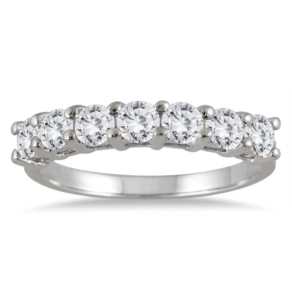 1 Carat TW Seven Stone Diamond Wedding Band in 14K White Gold- RGF55088D