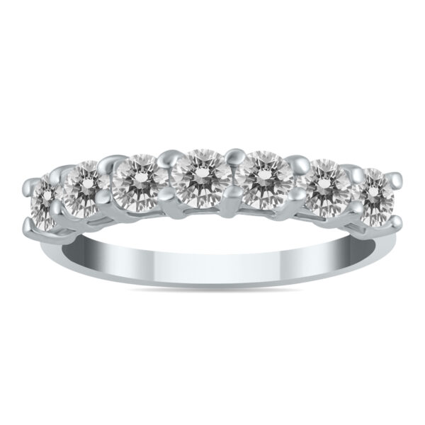 AGS Certified 1 Carat TW Seven Stone Diamond Wedding Band in 14K White Gold- RGF55088