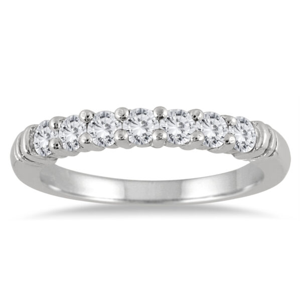 1/2 Carat TW Seven Stone Diamond Wedding Band in 10K White Gold- RGF55090