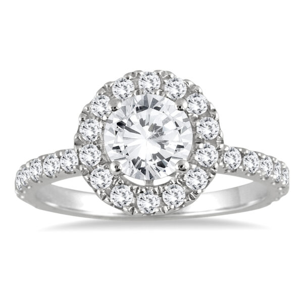 1 3/5 Carat Diamond Halo Ring in 14K White Gold- RGF55102