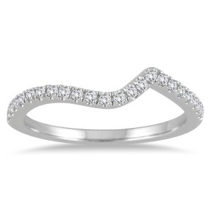 1/6 Carat TW Diamond Curved Wedding Band in 14K White Gold- RGF55108