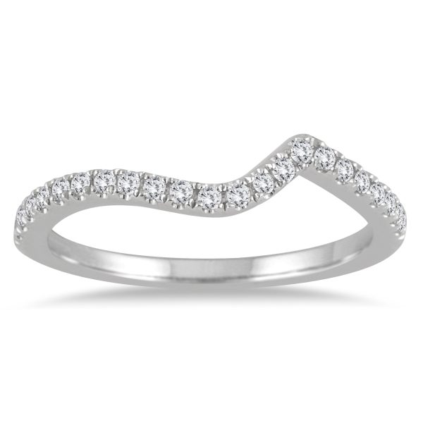1/6 Carat TW Diamond Curved Wedding Band in 14K White Gold- RGF55108