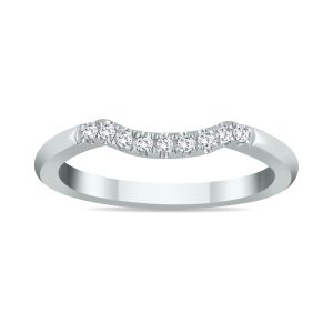 1/10 Carat TW Curved Diamond Wedding Band in 14K White Gold- RGF55118