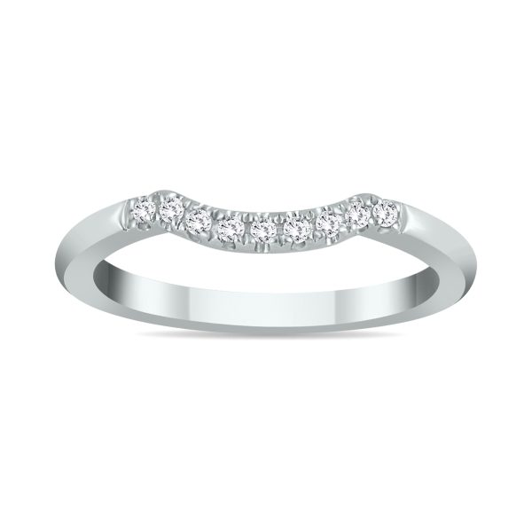 1/10 Carat TW Curved Diamond Wedding Band in 14K White Gold- RGF55118