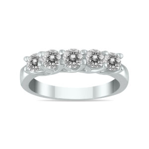 1 Carat TW Five Stone Diamond Wedding or Anniversary Band in 10K White Gold- RGF55180
