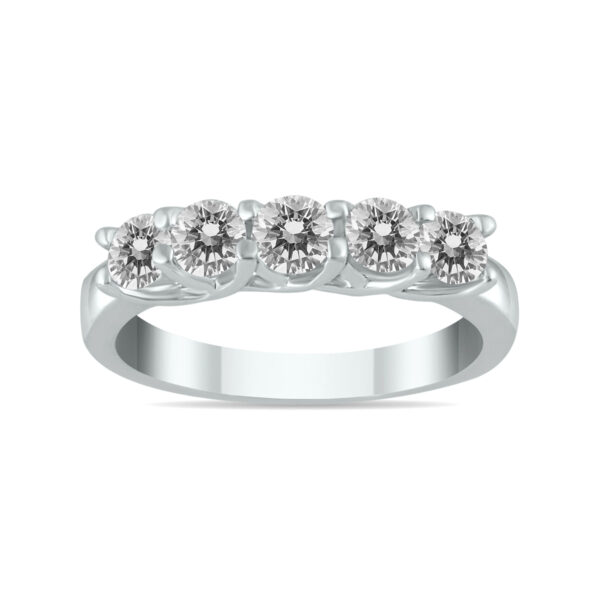 1 Carat TW Five Stone Diamond Wedding or Anniversary Band in 10K White Gold- RGF55180