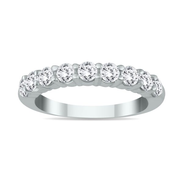 1 1/3 Carat TW 9 Stone Diamond Wedding Band in 14K White Gold- RGF55240