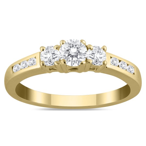 1/2 Carat TW Diamond Three Stone Ring in 10K Yellow Gold (K-L Color, I2-I3 Clarity)- RGF55271D