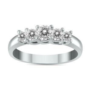 3/4 Carat TW Diamond Five Stone Ring in 14K White Gold- RGF55306
