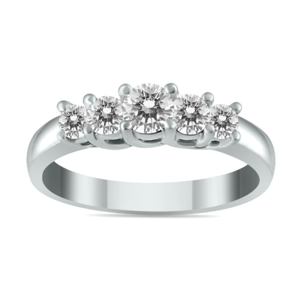 3/4 Carat TW Diamond Five Stone Ring in 14K White Gold- RGF55306