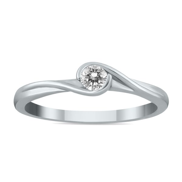 1/6 Carat Diamond Solitaire Ring in 10K White Gold- RGF55468