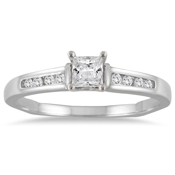 1/3 Carat TW Princess Cut Diamond Ring in 14K White Gold- RGF55471
