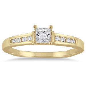 1/3 Carat TW Princess Cut Diamond Ring in 14K Yellow Gold- RGF55496