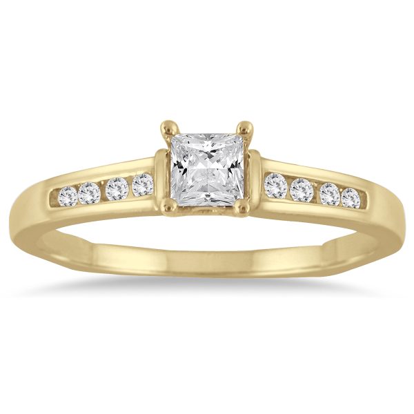 1/3 Carat TW Princess Cut Diamond Ring in 14K Yellow Gold- RGF55496