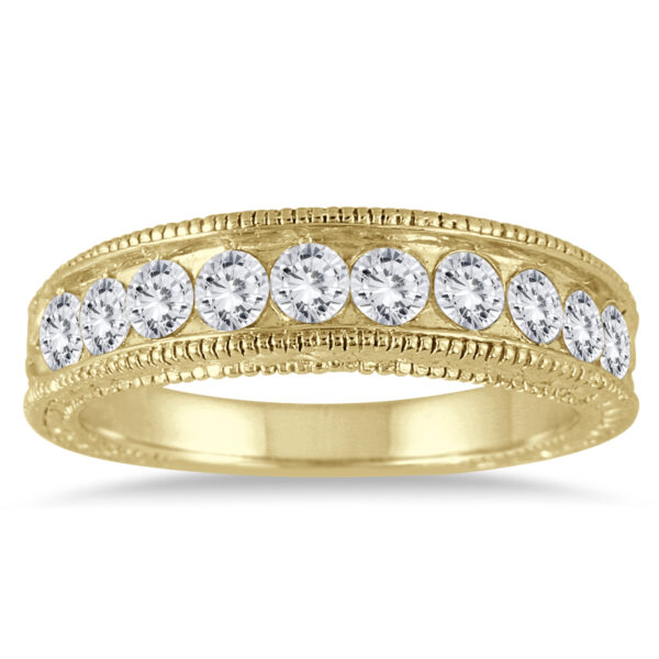 1 Carat TW Diamond Engraved Antique Ring in 14K Yellow Gold- RGF55602
