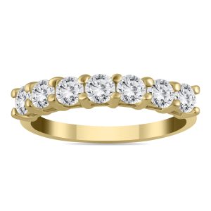 AGS Certified 1 Carat TW Seven Stone Diamond Wedding Band in 14K Yellow Gold (K-L Color, I2-I3 Clarity)- RGF55604