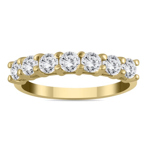 AGS Certified 1 Carat TW Seven Stone Diamond Wedding Band in 14K Yellow Gold (K-L Color, I2-I3 Clarity)- RGF55604