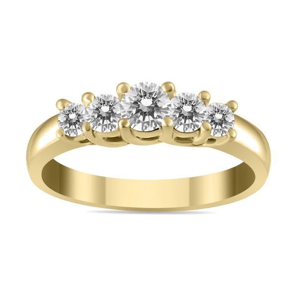 3/4 Carat TW Diamond Five Stone Ring in 14K Yellow Gold- RGF55608