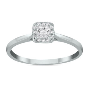 1/3 Carat TW Princess Diamond Halo Ring in 14K White Gold- RGF55886