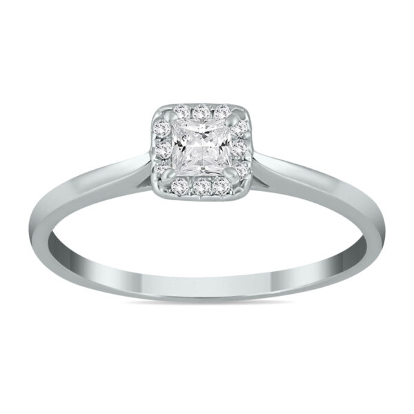 1/3 Carat TW Princess Diamond Halo Ring in 14K White Gold- RGF55886