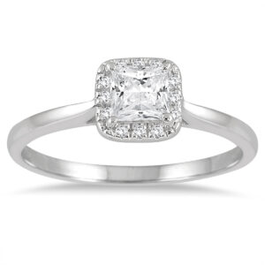 1/2 Carat TW Diamond Princess Halo Ring in 14K White Gold- RGF55888