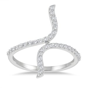 3/8 Carat TW Diamond Long Bypass Ring in 14K White Gold- RGF55920