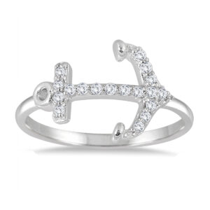 1/5 Carat TW Diamond Anchor Ring in 10K White Gold- RGF55926