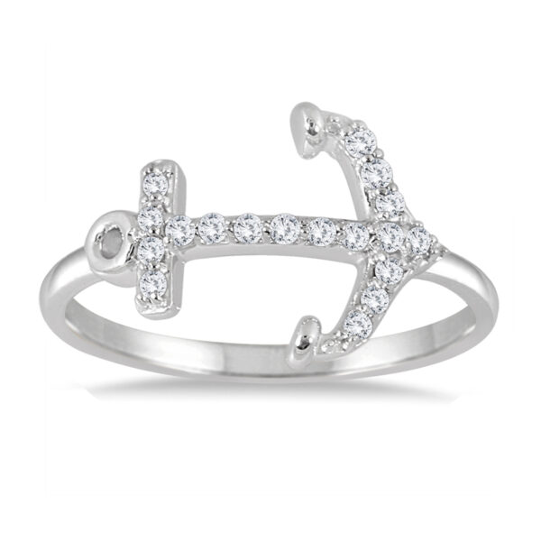 1/5 Carat TW Diamond Anchor Ring in 10K White Gold- RGF55926