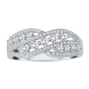 5/8 Carat TW Natural White Diamond Bold Fashion Ring in 10K White Gold- RGF56018